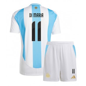 Billiga Argentina Angel Di Maria #11 Hemmatröja Barn Copa America 2024 Kortärmad (+ Korta byxor)